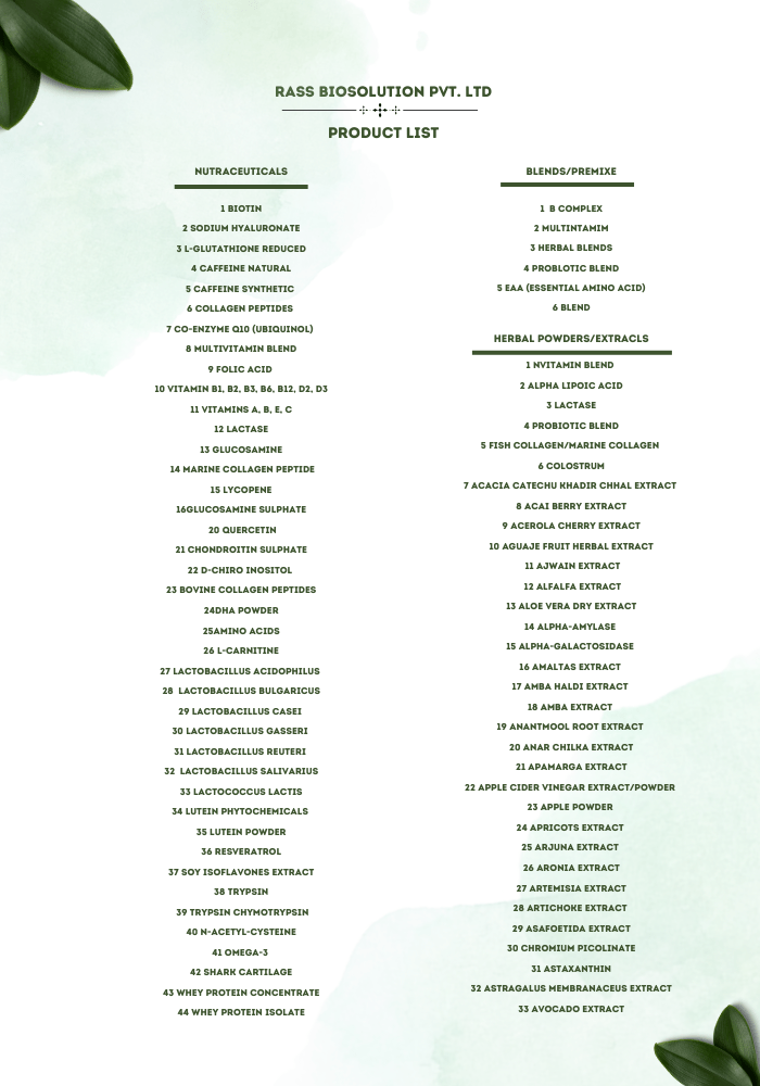 PRODUCT LIST RASS BIO - 2 PRODUCT LIST RASS BIO - 2